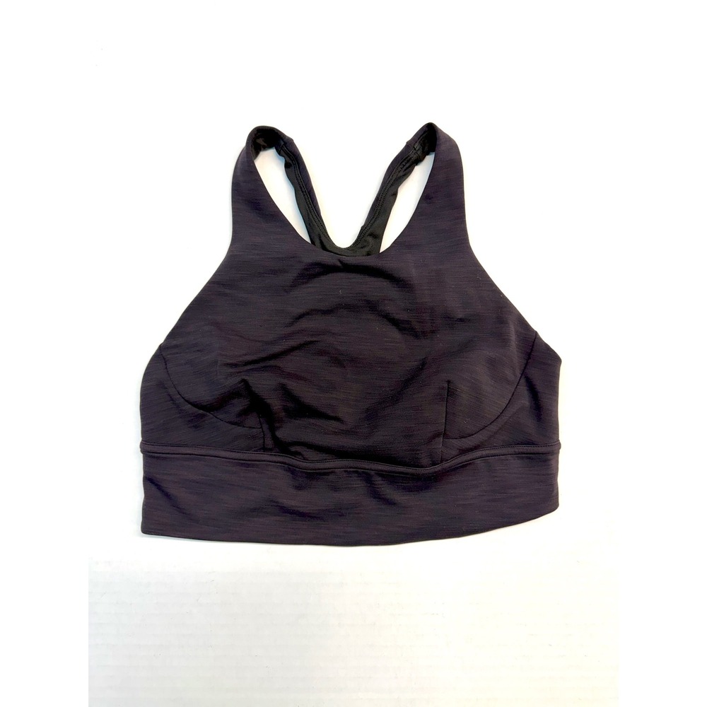 Lululemon Energy Bra High Neck Heathered Black Space Dye Sports Bra Size 8